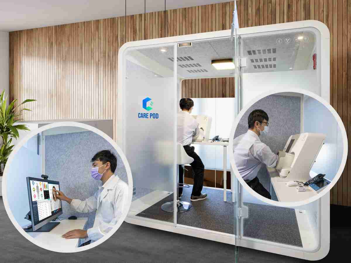 达擎于医疗科技展中展出＂远距诊疗舱＂，，，，以因应医疗数字化及社会高龄化趋势下、、复诊及慢性病患等族群对于远距看诊需求逐渐升高所推出的创新整合方案。。多功能合一、、、高隐私性的远距诊疗舱可根据病患端与医师端的不同需求，，，，提供弹性化及客制化功能，，节省医生和病患的精力及时间