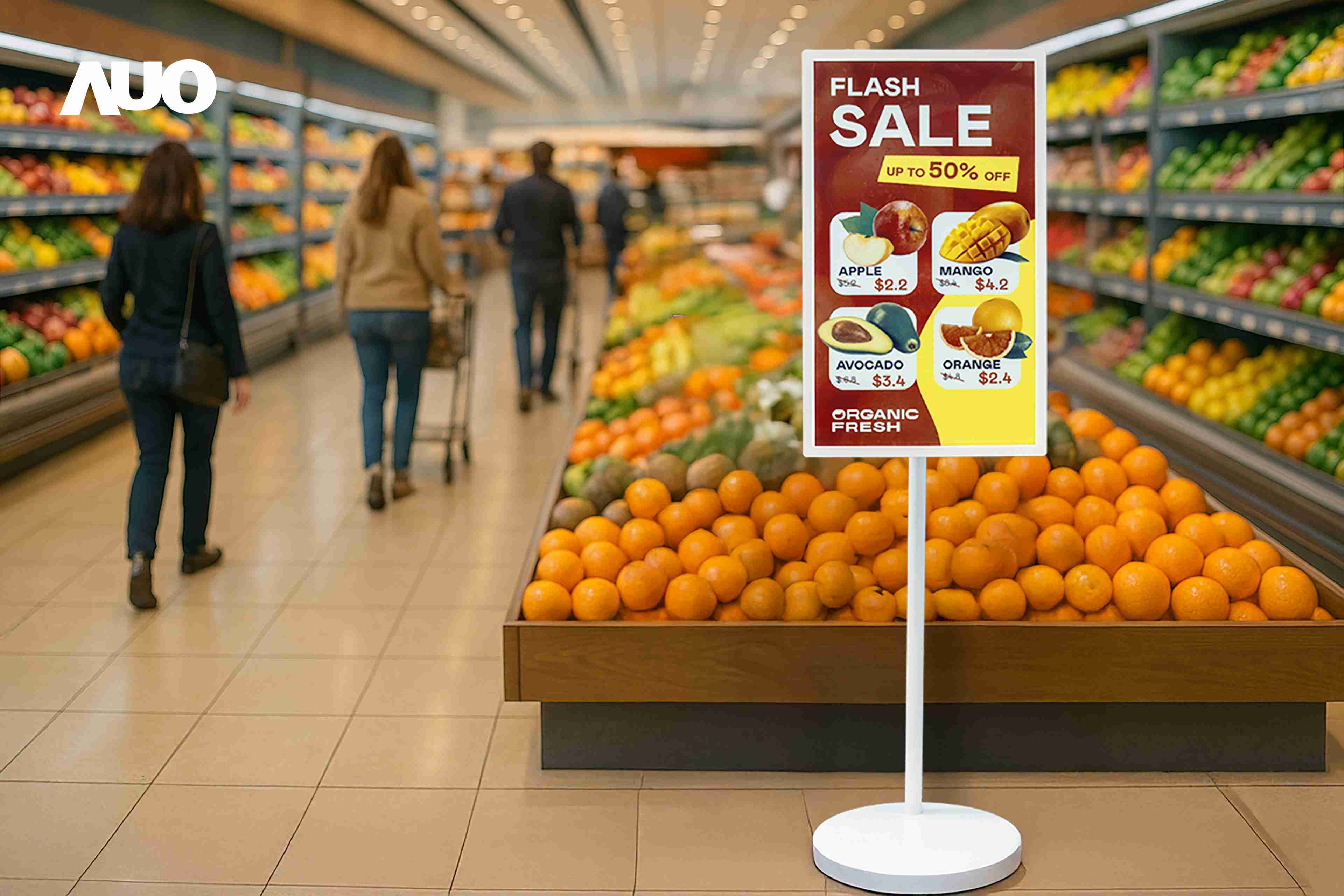 达擎首亮相低功耗、、、全彩的〝aecoPost电子纸解决方案〞，，，，仅在更新画面时需要微量的电力驱动，，，，无需布建电线的便捷设计，，使其可灵活应用、、随意置放，，并可透过云端或行动装置app，，，轻松管理及排程广告内容，，晋升店头营销利器。。。。